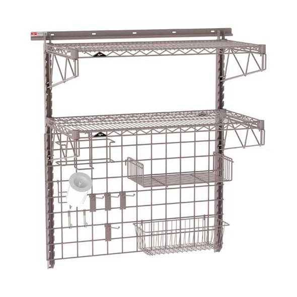 Metro SW-1836K4-45-PREP SmartWall 36" x 18" Wall Shelving Food Prep Kit, 2-Shelf