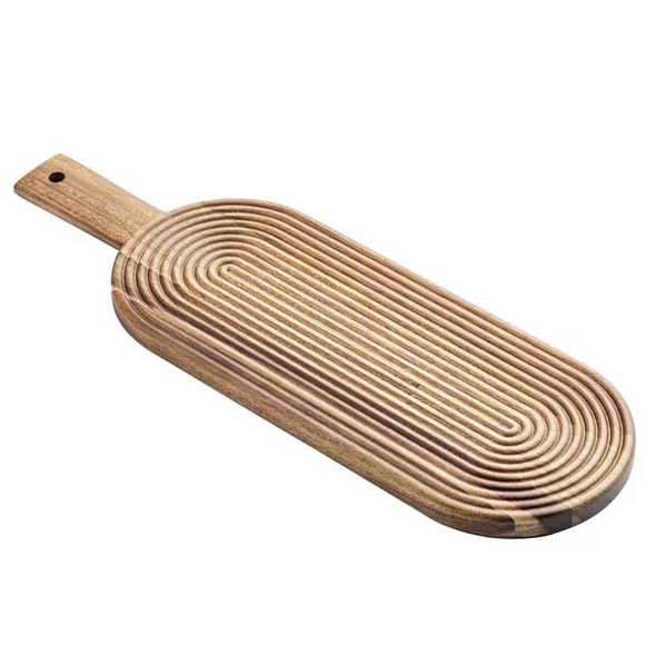 Tablecraft 12956 Acacia Collection 15-3/4" Serving Board, Modern Stripe