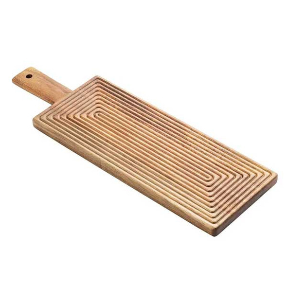 Tablecraft 12958 Acacia Collection 20" x 6-1/2" Serving Board, Modern Stripe