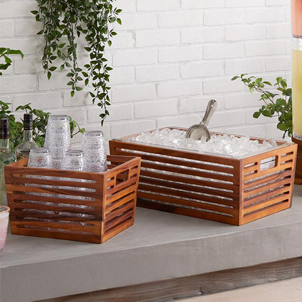 American Metalcraft Loft Collection Crates, Acacia Wood