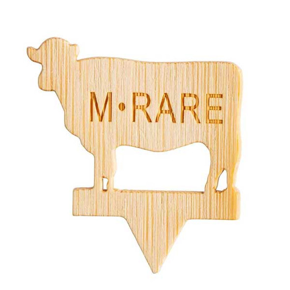 Tablecraft 13111 Cow-Shape "M-RARE" Steak Markers, Bamboo