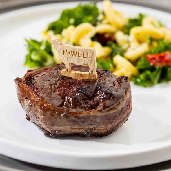 Tablecraft 13113 Cow-Shape "M-WELL" Steak Markers, Bamboo