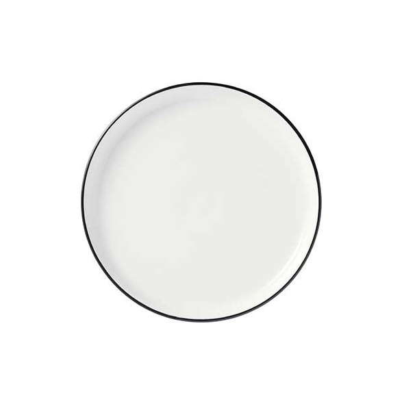Libbey 114222 Porcelana Linea 7-3/4" Stacking Plate, Porcelain, Black Band