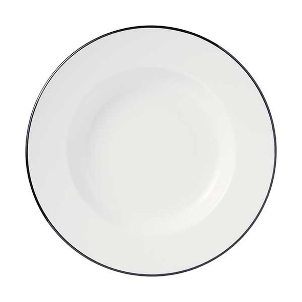 Libbey 114226 Porcelana Linea 20 oz. Pasta Bowl, Porcelain, Black Band