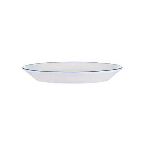 Libbey 114233 Porcelana Linea 9-3/4" x 7-1/2" Oval Platter, Porcelain, Blue Band