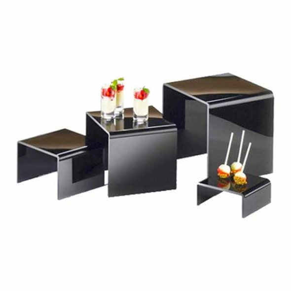 Cal-Mil 237 Classic Stair-Step Risers, Acrylic, Black - 4/Set