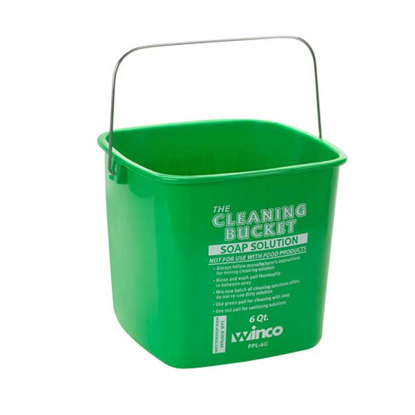 Winco PPL-6G 6 qt. Cleaning Bucket, Plastic, Green