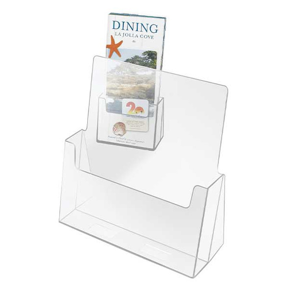 Cal-Mil 209 Brochure Holder 6" x 1-1/2" x 8"H, Acrylic, Clear