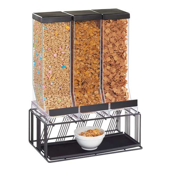 Cal-Mil 4108-13 Portland Collection (3) 9.8L Bin Cereal Dispenser, Steel Base, Black