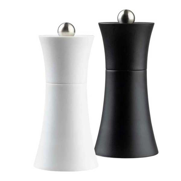 Tablecraft 10925 1.5 oz. Salt & Pepper Mill Set, Plastic, Black & White