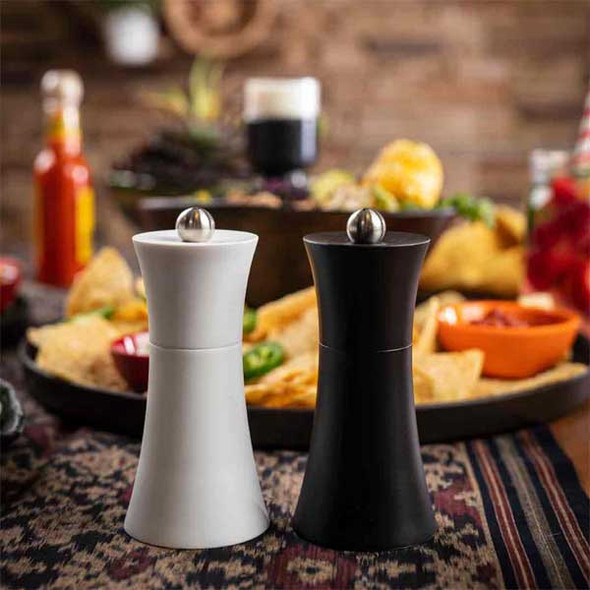 Tablecraft 10925 1.5 oz. Salt & Pepper Mill Set, Plastic, Black & White