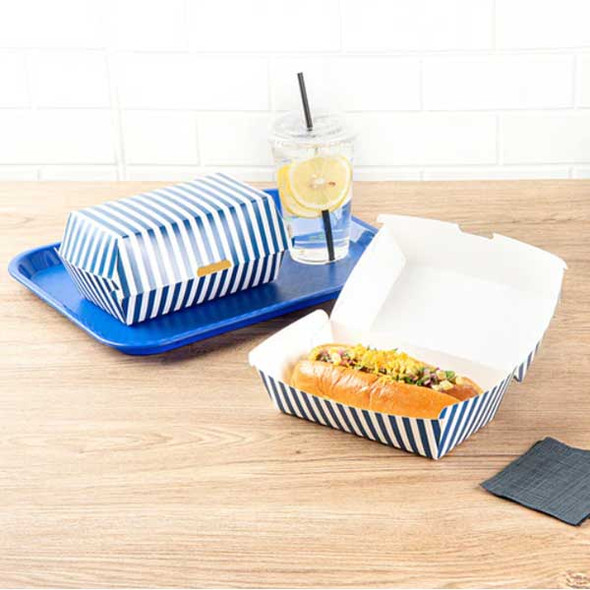 Restaurantware RWA0805BLW 6-3/4" Hot Dog Clamshell Box, Paper