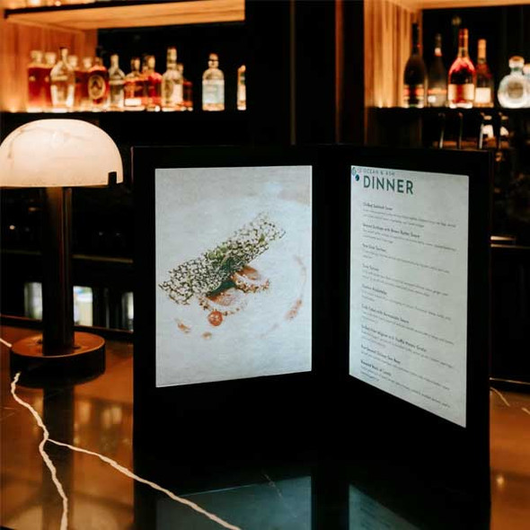 Risch LED-2V 8.5X11 LED Light Up Menu Cover, Double View, Black