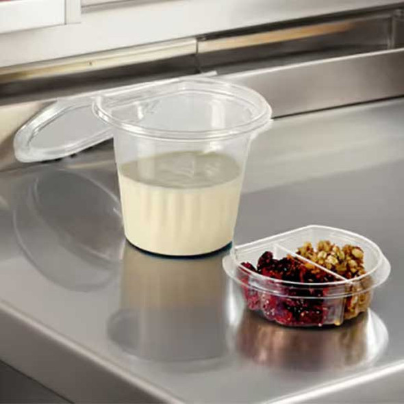 Lacerta T19439-2 Fresh N' Sealed Take-Out Container 4 oz. Insert, 2-Compartment, PET, Clear - 1440/Case