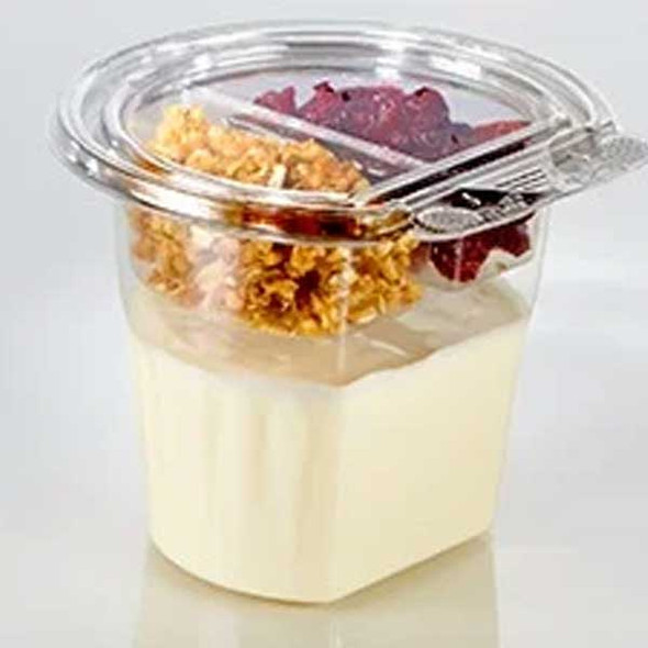 Lacerta T19439 Fresh N' Sealed 11 oz. Parfait Dessert Container, Hinged, PET, Clear - 240/Case