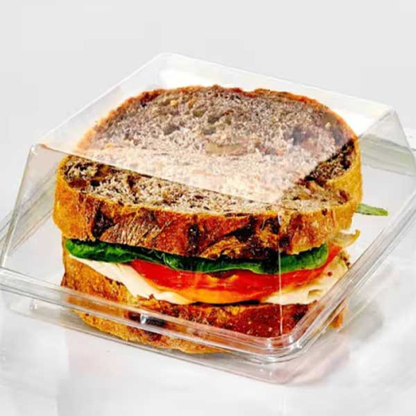 Lacerta T24378 Fresh N' Sealed Sandwich Deli Container, Dome Lid, Hinged, PET, Clear - 360/Case