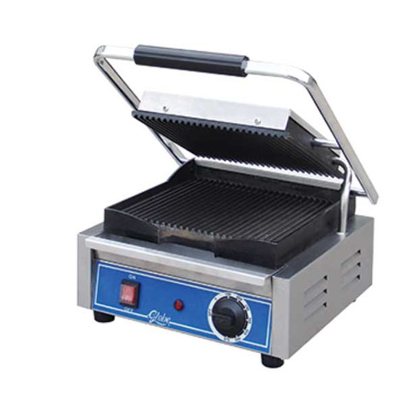 Globe GPG10 Bistro Series Panini Grill, Grooved Plates, 10" x 10" Cooking Surface, 120V