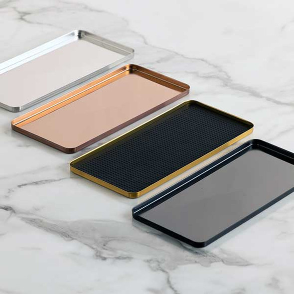 Service Ideas TRMEF115 Modern Edge 11" x 5" Cocktail Tray, Polished Stainless
