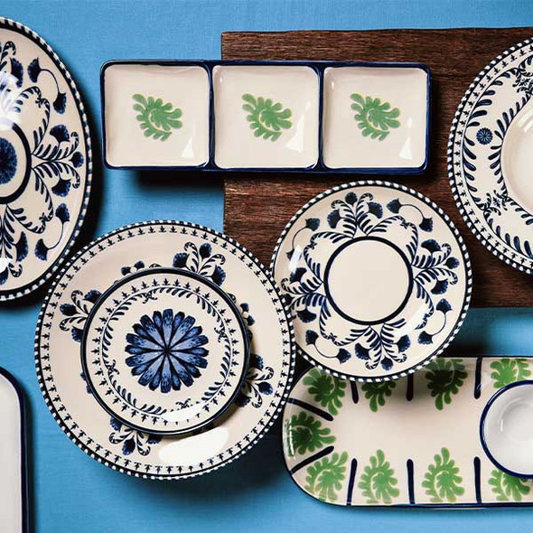 Cardinal FQ123 Maria Portugal Terracota Vila Flor 14" x 4-3/4" Rectangle Tray, Stoneware - 4/Case