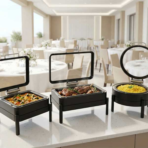 Eastern Tabletop EB15509 Solas 8 qt. Rectangle Waterless Chafer, Matte Black