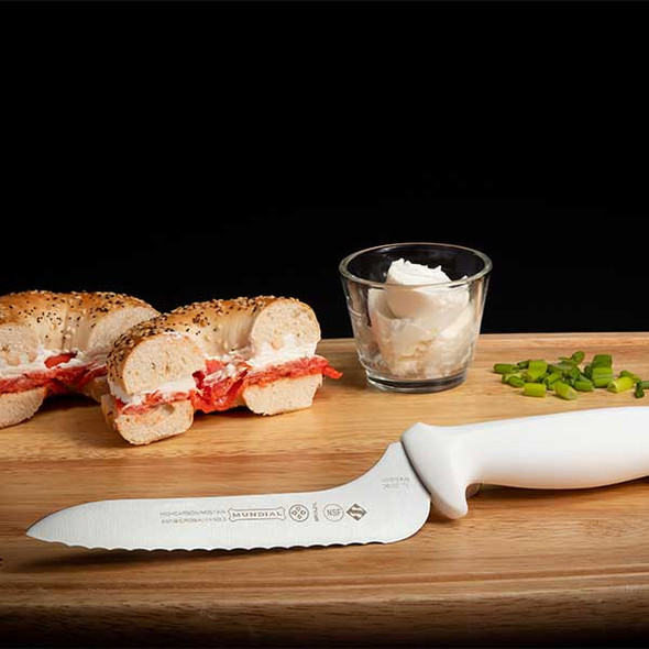 Mundial 5620-7E PR RF 5600 Series 7" Offset Sandwich Knife, Serrated Edge, Black