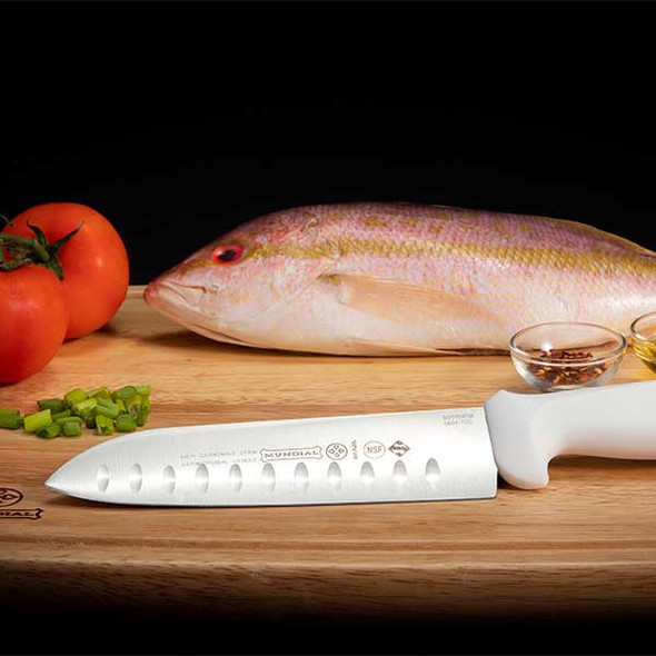 Mundial 5604-7GE BR RF 5600 Series 7" Santoku Knife, Granton Edge, White