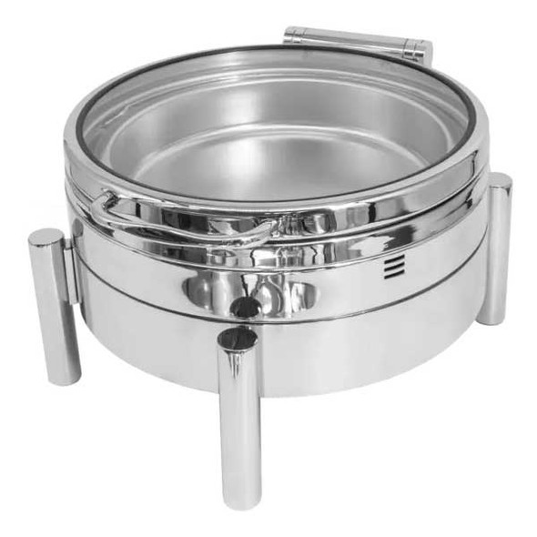 Eastern Tabletop EB15378G Eco Rock 6 qt. Round Waterless Chafer, Hinged Glass Lid