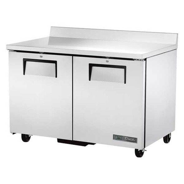 True TWT-48-HC 48-3/8" Two-Section Worktop Refrigerator, 2 Solid Doors, Backsplash