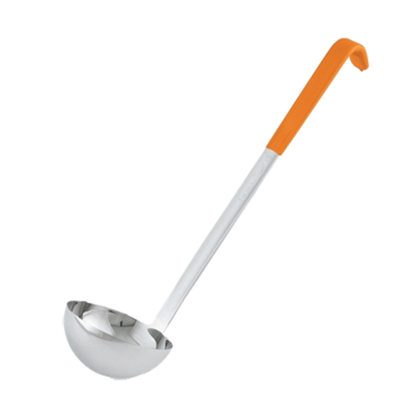 Vollrath 4980865 Jacob's Pride 8 oz. Stainless Steel Ladle, Orange Kool-Touch Handle