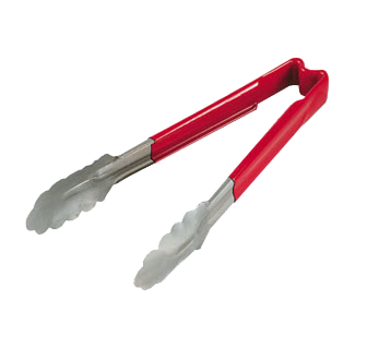 Vollrath 4780940 Jacob's Pride 9-1/2" Utility Tongs, Stainless Steel, Red
