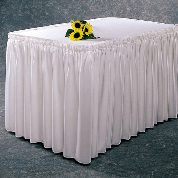 Snap Drape 5412GC29S3B2010 Wyndham 21'6" x 29" Table Skirt with BV Clips, Shirred, White