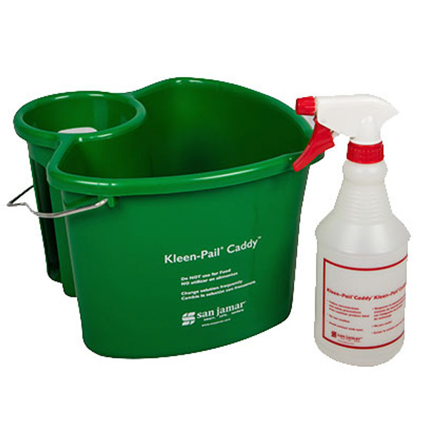 Kleen-Pail® Caddy™, includes (1) 4 qt. pail and (1) 24 oz. spray bottle, plastic, green