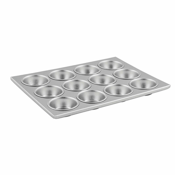 Winco AMF-12 12 Cup 3 oz. Muffin Pan, Round, Aluminum