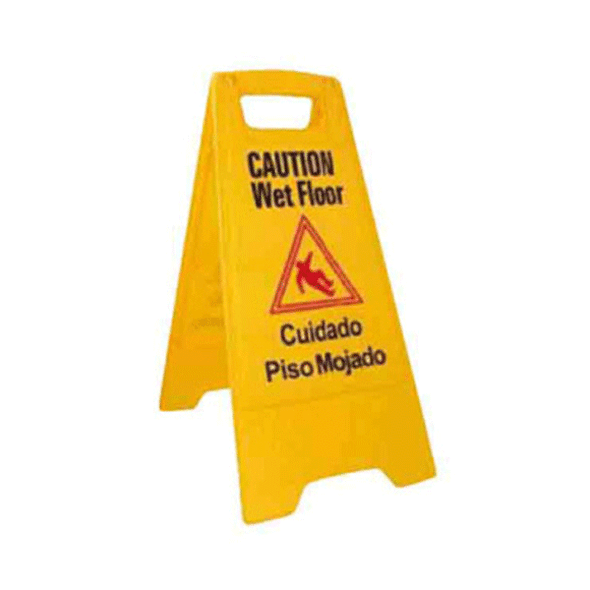 Winco WCS-25 Wet Floor Caution Sign, English/Spanish, Yellow