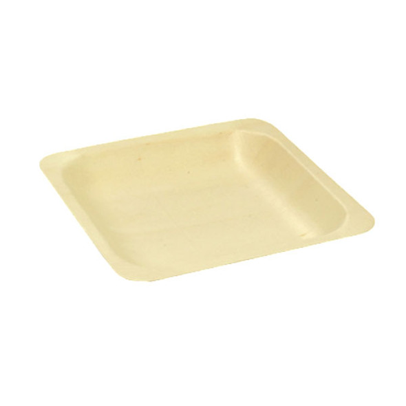 Front of the House DAP063NAW28 Servewise 4-1/2" Square Disposable Plate, Biodegradable, Wood