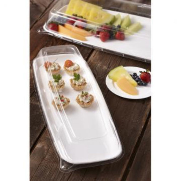 Futura 20 oz Silver Plastic 3-Compartment Catering Container - with Clear  Lid, Microwavable - 8 3/4 x 3 3/4 x 1 3/4 - 100 count box