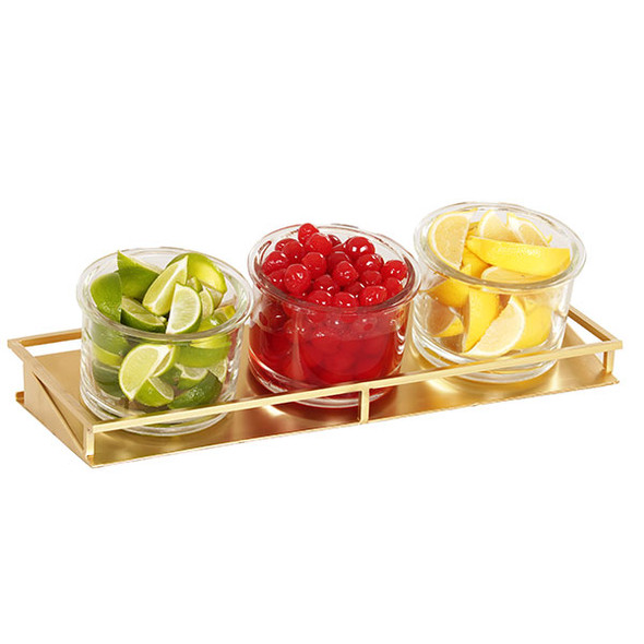 Cal-Mil 22621-4-116 Monaco Collection (3) 16 oz. Jar Condiment Caddy, Shiny Gold