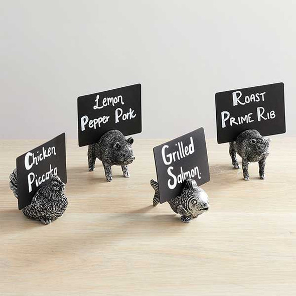 American Metalcraft CHPP Whimsical Pig Card Holder, Silver Polyresin