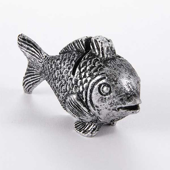 American Metalcraft CHPF Whimsical Fish Card Holder, Silver Polyresin