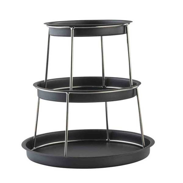 Tablecraft 12067 Sharing Tower 3-Tier, Stainless Steel, Black Coated Finish