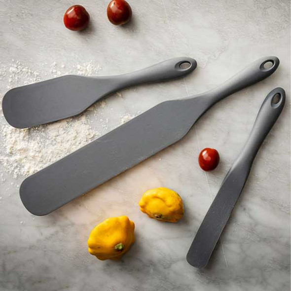 Tablecraft 11835 13" High Temp Spatula Spurtle, Silicone, Gray