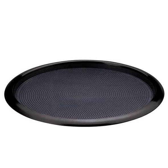 Service Ideas TR1614RIBX 16" Non-Slip Tray, Removable Insert, Round, Black Onyx