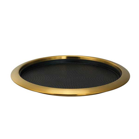 Service Ideas TR1614RIVG 16" Non-Slip Tray, Removable Insert, Round, Vintage Gold