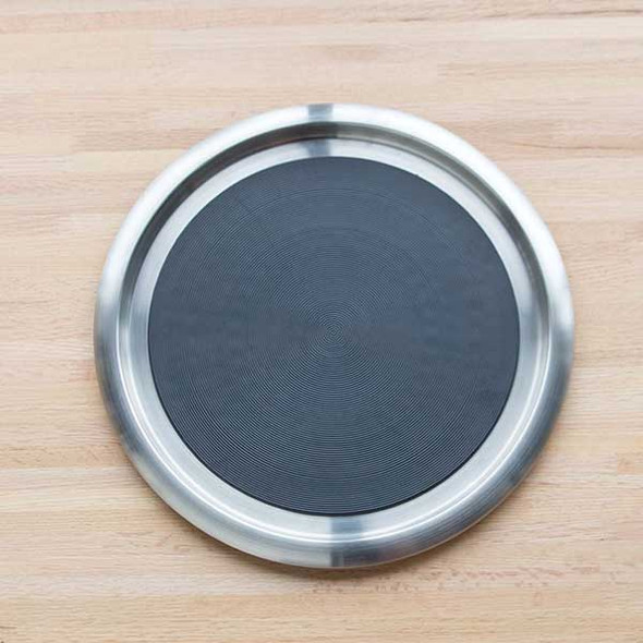 Service Ideas TR1614SR 16" Non-Slip Tray, Removable Insert, Round, Brushed Stainless