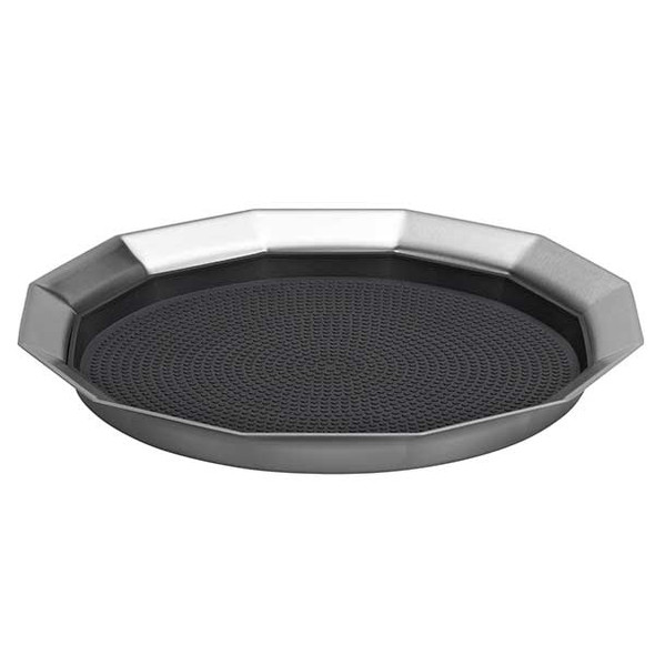 Service Ideas TRPN119RIBS 12-Sided 11" Non-Slip Tray, Removable Insert, Round, Brushed Stainless