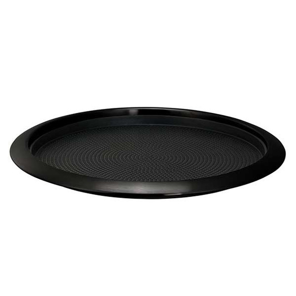 Service Ideas TR1412RIBX Metallic Elements 14" Non-Slip Tray, Removable Insert, Round, Black Onyx
