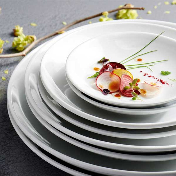 Steelite 6900E441 Varick Bistro 8" Round Coupe Plate, Porcelain, White