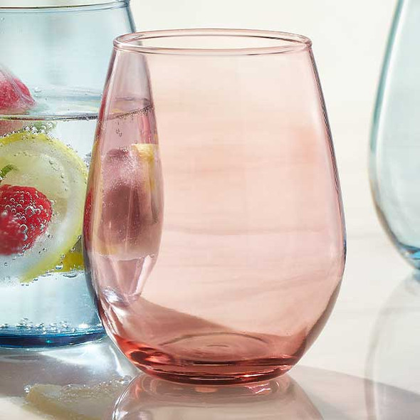 Libbey 217/AG8N1P Linear Color 11-3/4 oz. Stemless Glass, Blush