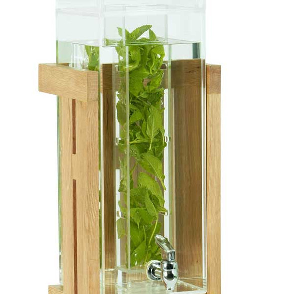 Cal-Mil 23141-3INF-21 Sydney 3 gal. Beverage Dispenser, Infusion Chamber, Rectangle, Oak