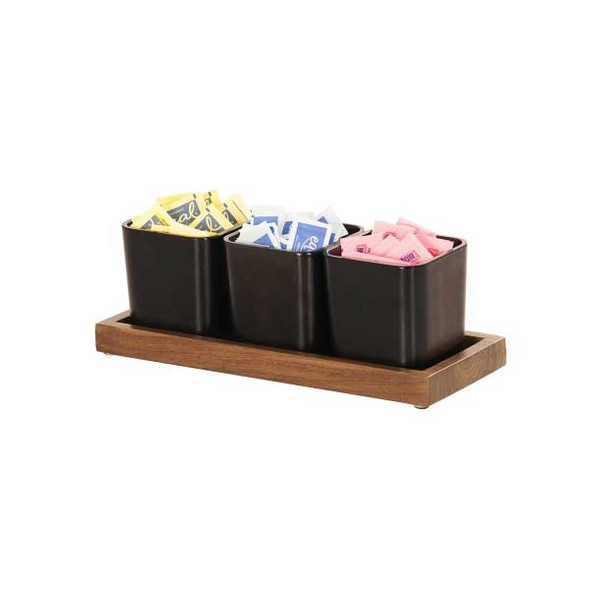 Cal-Mil 23207-78 Sydney 3 Jar Display 5"x 12.75" x 4.5"H, Plastic, Black, Walnut